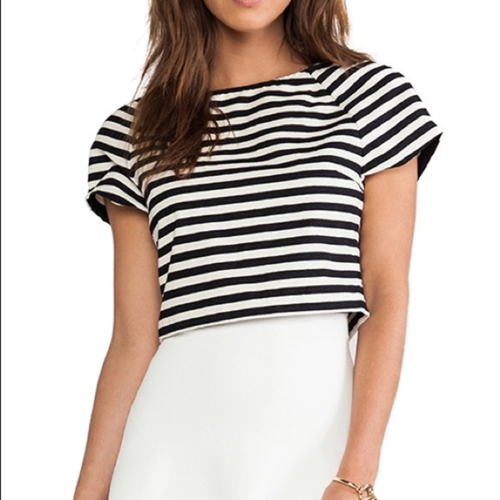 Alice Olivia Connelly Black White Crop Top S - Picture 2 of 9